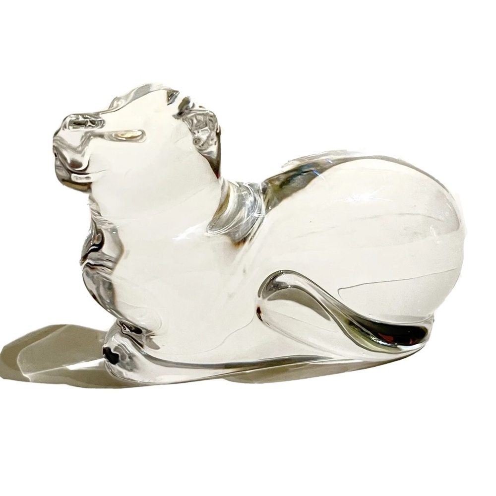 Vintage Atlantis Hand Made Full Lead Crystal Cat Made in Canada Figurine Glass